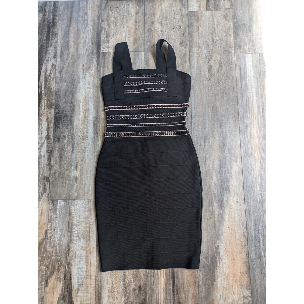 Authentic Herve Leger "Ivett" Size Small Embellished Black Bandage Dress $1,590